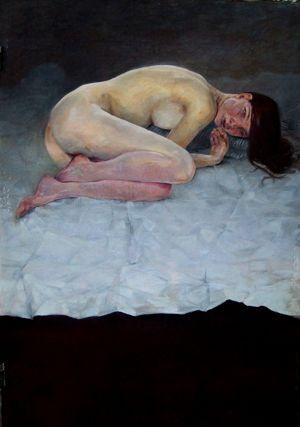 Painting titled "protège moi" by Mathieu Weemaels, Original Artwork