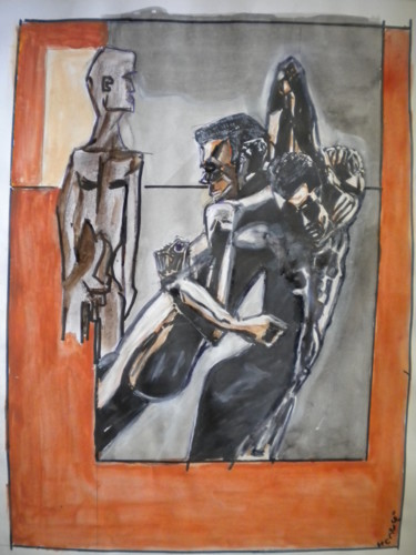 Peinture intitulée "FROTI   FROTA" par Herve Yann Dubois, Œuvre d'art originale, Gouache