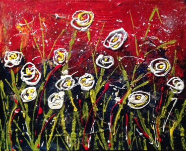 Peinture intitulée "Fleurs d'hiver" par Viviane Arsenault (Viv), Œuvre d'art originale, Acrylique