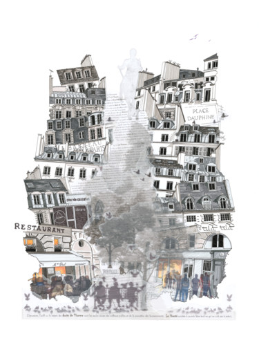 Dessin intitulée "Expressions place D…" par Caroline Lopez, Œuvre d'art originale