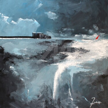 Peinture intitulée "La Voile Rouge-II" par Edith Verdickt, Œuvre d'art originale, Acrylique