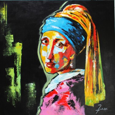 Peinture intitulée "La Jeune Fille à la…" par Edith Verdickt, Œuvre d'art originale, Acrylique