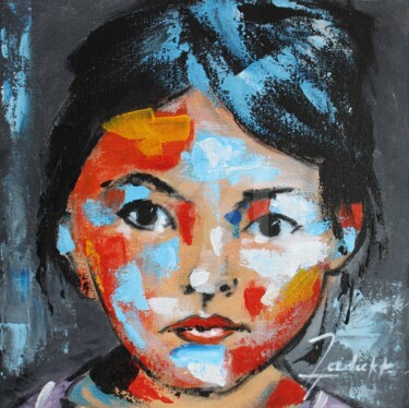Peinture intitulée "Petite Brune" par Edith Verdickt, Œuvre d'art originale, Acrylique