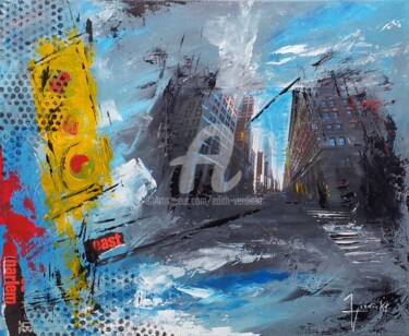 Peinture intitulée "American Street-tec…" par Edith Verdickt, Œuvre d'art originale, Acrylique