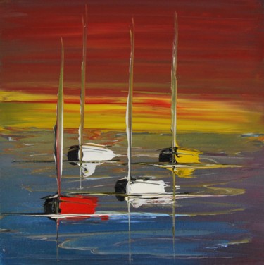 Peinture intitulée "Voiliers-677" par Patrice Butel, Œuvre d'art originale, Huile