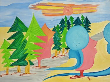 Malerei mit dem Titel "PETITE FORET" von René Georges (RG.), Original-Kunstwerk, Öl