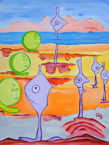Peinture intitulée "RENCONTRE AMICALE" par René Georges (RG.), Œuvre d'art originale, Huile