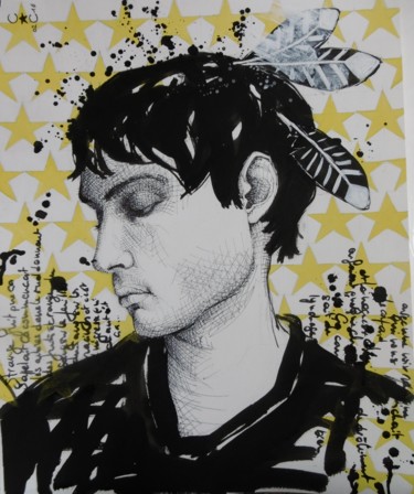 Peinture intitulée "tête" par Catherine Cornec, Œuvre d'art originale, Encre