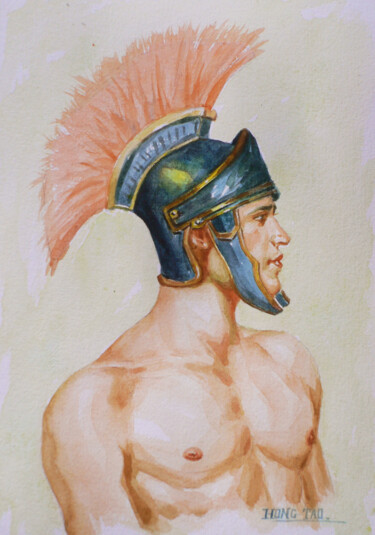 original watercolour portrait of man#16340 Painting titled "original watercolou…" by Hongtao Huang, Original Artwork, Watercolor