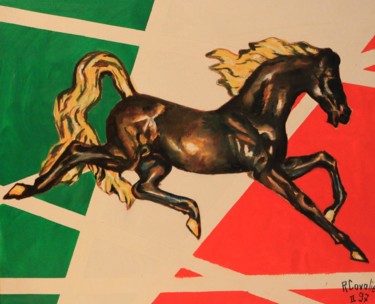 Ζωγραφική με τίτλο "N° 69  Il cavallino" από R. Cavalié, Αυθεντικά έργα τέχνης, Λάδι Τοποθετήθηκε στο Ξύλινο φορείο σκελετό