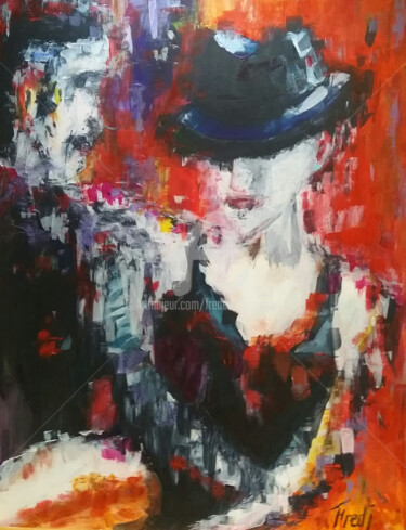 Peinture intitulée "Rouge Tango" par Frederic Janssens (Fredj), Œuvre d'art originale, Acrylique