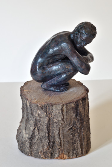 Sculpture intitulée "La bûche" par Véronique Lopez-Boiteux, Œuvre d'art originale, Terre cuite