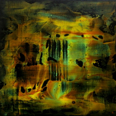 Phosphorus - Abstraction - Abstract Art - Tons noir, vert Pintura titulada "Phosphorus - Abstra…" por Davidian Gotis Abstraction Abstraite, Obra de arte original, Acrílico