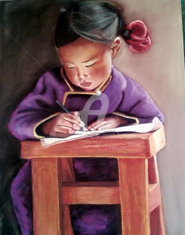 Peinture intitulée "gaelle" par Zanetti Brigitte, Œuvre d'art originale, Pastel