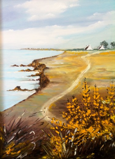 Peinture intitulée "sentier côtier" par André Kermorvant, Œuvre d'art originale