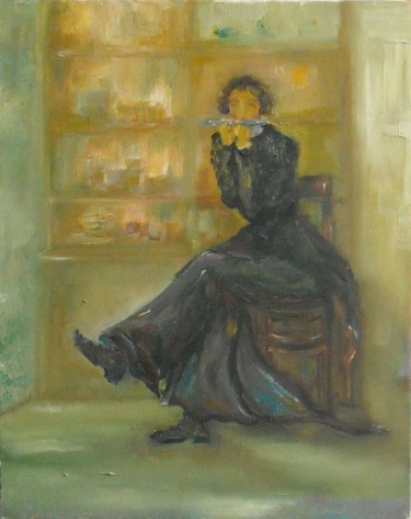 제목이 "Flute Player"인 미술작품 Bojana Dimitrijevic로, 원작, 기름