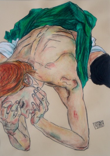 Pittura intitolato "La modella di Schie…" da Stefano Di Marco, Opera d'arte originale, Acquarello