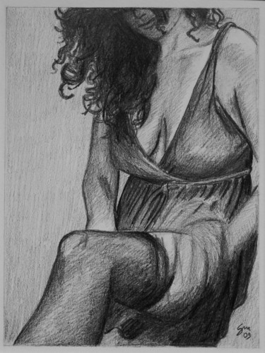Disegno intitolato "Studio di modella 6" da Stefano Di Marco, Opera d'arte originale