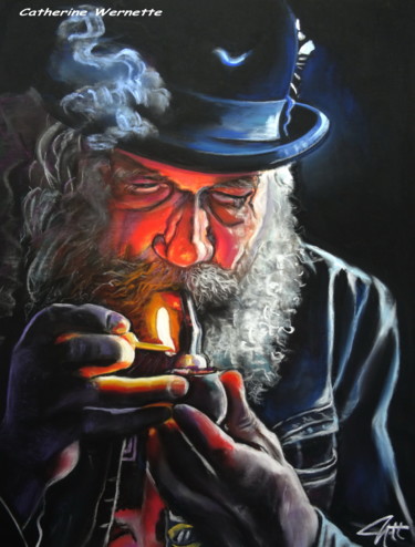 图画 标题为“l'HOMME A LA PIPE” 由Catherine Wernette, 原创艺术品, 粉彩