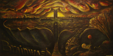 Schilderij getiteld "Brainwash" door Pascal Van Der Heijden, Origineel Kunstwerk, Olie
