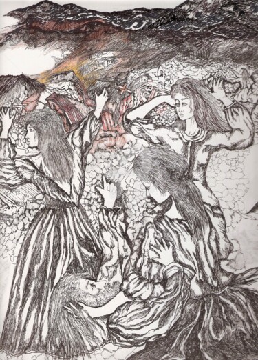 绘画 标题为“Terremoto en Salta,…” 由Eloisa Benitez Millan, 原创艺术品, 墨
