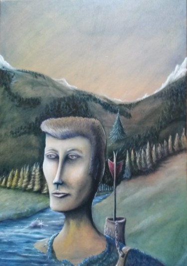 Schilderij getiteld "The nobow man" door Pascal Van Der Heijden, Origineel Kunstwerk, Olie