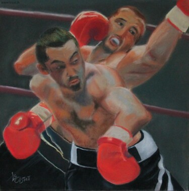 Peinture intitulée "Le ring . Boxe" par Catherine Costet (Lccat), Œuvre d'art originale, Pastel