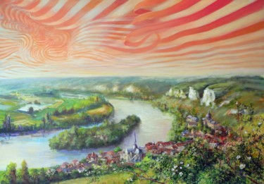 Happy Birthday Normandie, boucle de la Seine des Andelys 绘画 标题为“Happy Birthday Norm…” 由Applestrophe, 原创艺术品, 丙烯