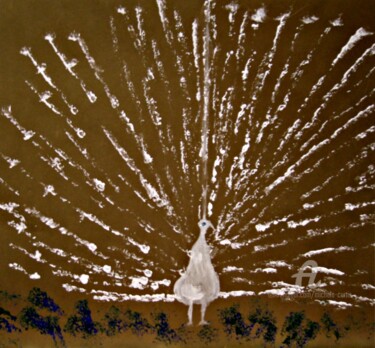 Painting titled "Leucistic Indian" by Michela Curtis, Original Artwork, Oil