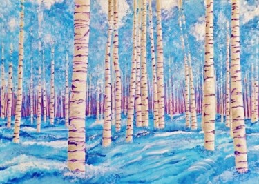 Peinture intitulée "Forêt d'ailleurs..." par Virginie Etignard, Œuvre d'art originale, Acrylique