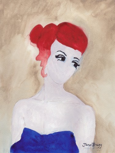 Woman with Red Hair and Blue Dress