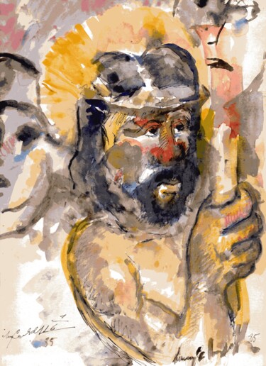 Pintura intitulada "004 - Cristo" por Luiz Carlos De Andrade Lima, Obras de arte originais, Aquarela