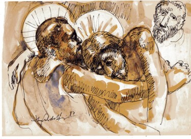 Pintura intitulada "016 - Cristo" por Luiz Carlos De Andrade Lima, Obras de arte originais, Aquarela