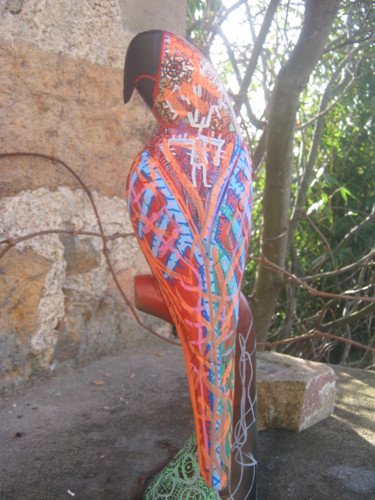 Artisanat intitulée "perroquet-bois-002.…" par Girerd Christophe, Œuvre d'art originale