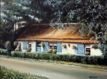 Peinture intitulée "CHAUMIERE" par Yvette Matysiak, Œuvre d'art originale, Huile