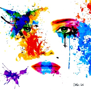 Peinture intitulée "REGARD." par Dabu., Œuvre d'art originale, Encre