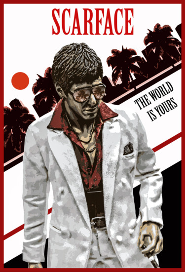 Arts numériques intitulée "scarface-poster-rvb…" par David Djanbaz, Œuvre d'art originale, Photo montage