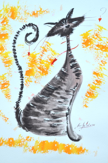 Peinture intitulée "Chat Alors" par Jean-Louis Gaillard, Œuvre d'art originale, Aquarelle