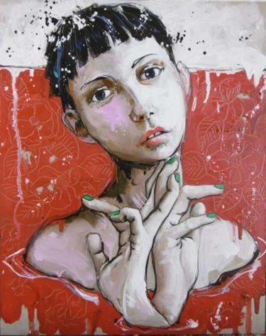 Peinture intitulée "tête" par Catherine Cornec, Œuvre d'art originale, Huile
