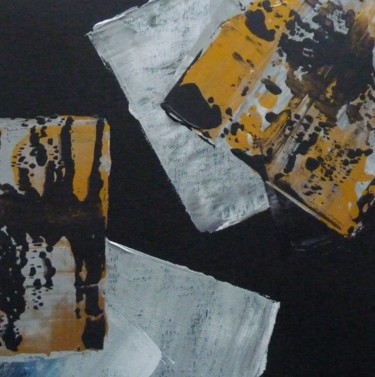 Peinture intitulée "composition en noir…" par Brigitte Bibard-Guillon, Œuvre d'art originale, Acrylique
