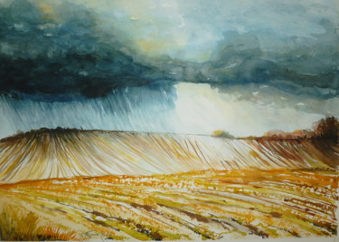 Peinture intitulée "Ciel orageux" par Pierre Feyeux, Œuvre d'art originale, Aquarelle