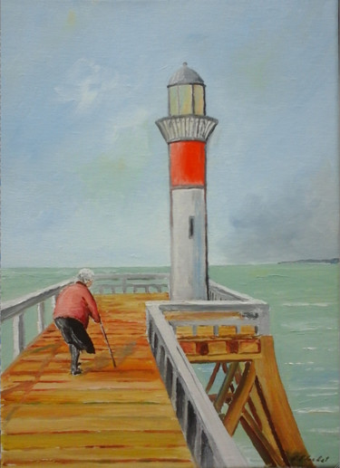 Peinture intitulée "La vieille estacade" par Flachet, Œuvre d'art originale, Huile