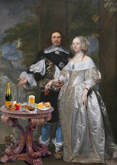 Peinture intitulée "ROYAL LUNCH" par Elena Mclaren, Œuvre d'art originale, Huile