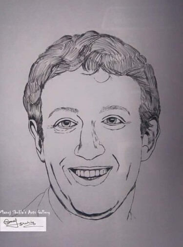Drawing titled "Mark Zuckerberg" by Manoj Shukla, Original Artwork, Other