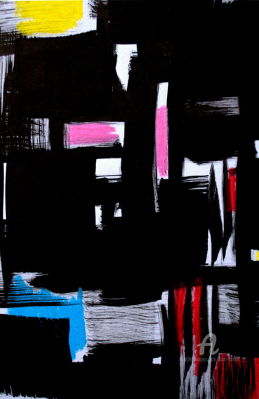 Peinture intitulée "Moucharabieh 2" par Kam Bendi, Œuvre d'art originale, Encre