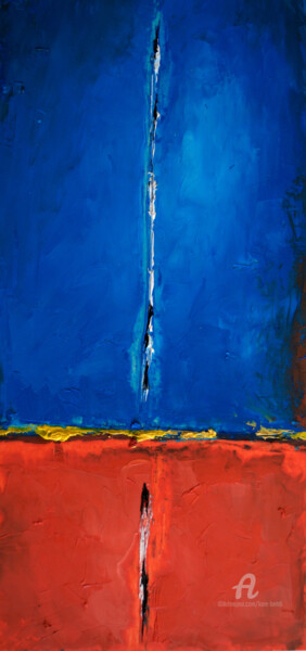 Peinture intitulée "Double incision II" par Kam Bendi, Œuvre d'art originale, Huile