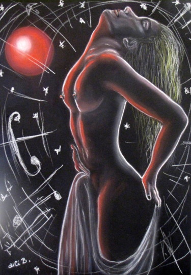 Peinture intitulée "" Offrande astrale "" par Jicé B., Œuvre d'art originale, Pastel