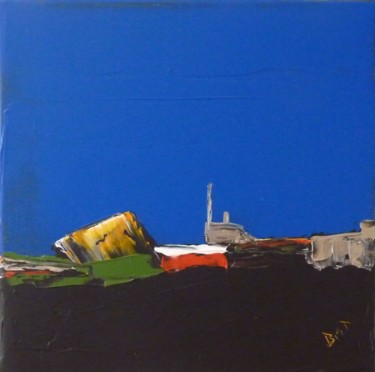 Peinture intitulée "carré bleu 6" par Brigitte Bibard-Guillon, Œuvre d'art originale, Acrylique