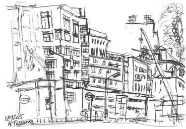 Street of Nizhny Novgorod. 11 September, 2015 Drawing titled "Street of Nizhny No…" by Dea Lieotto, Original Artwork, Ballpoint pen