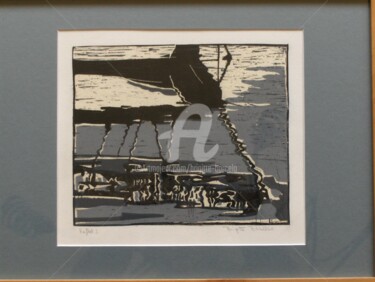 Gravures & estampes intitulée "Reflet 3" par Brigitte Barcelo, Œuvre d'art originale, Gravure Monté sur Carton